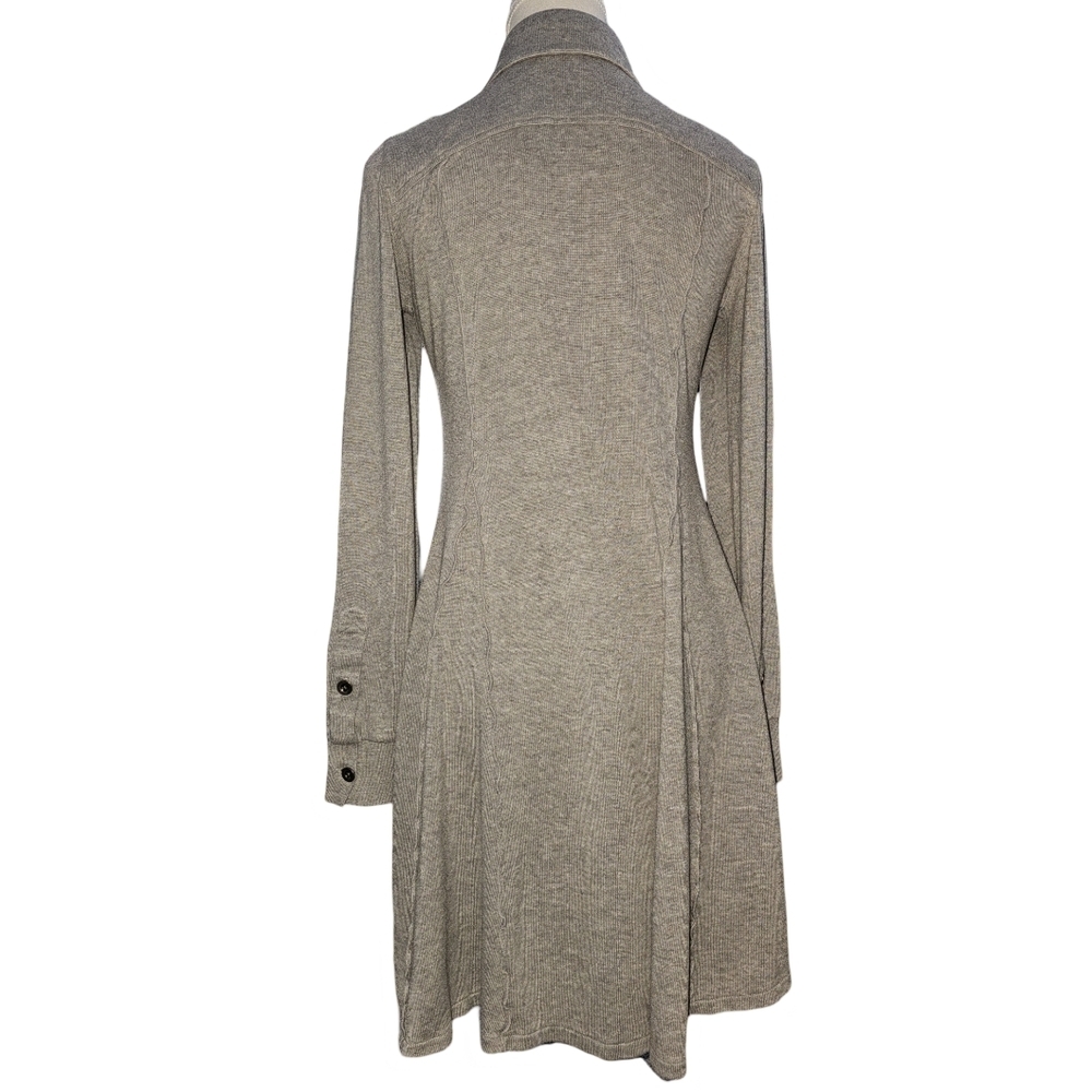 Free People Gray Military Button Front Fit & Flare Sweater Dress Jacket Sz S - Picture 2 of 16